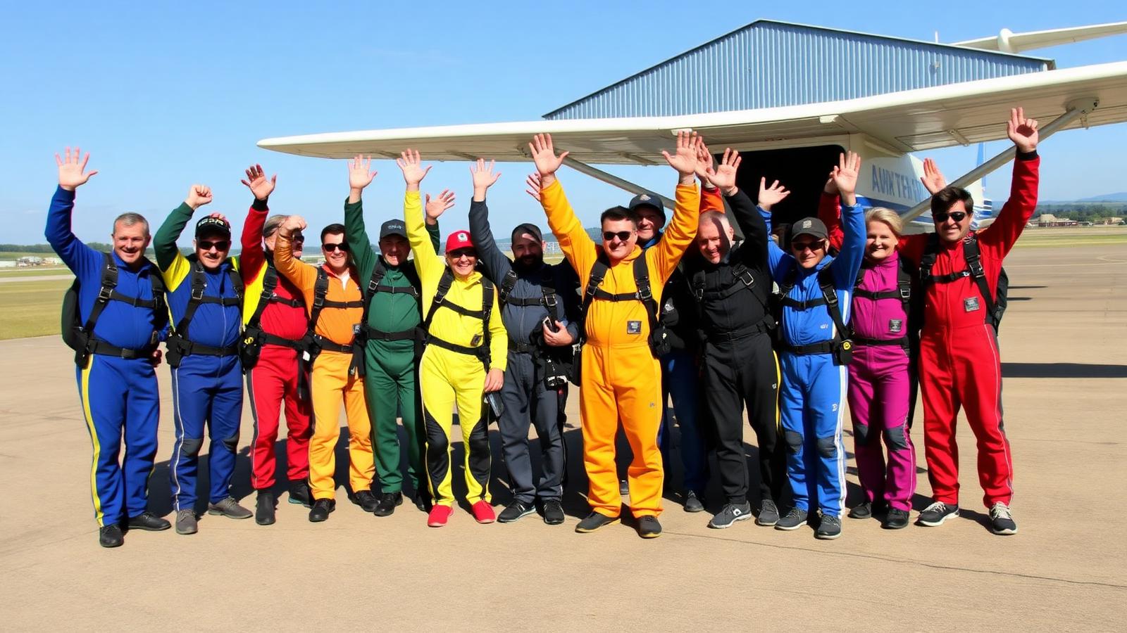International jumpers gathered at the dropzone